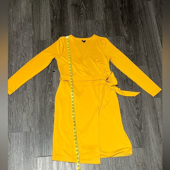 Ann Taylor Gold Asymmetrical Wrap Cocktail Dress - Picture 7 of 10